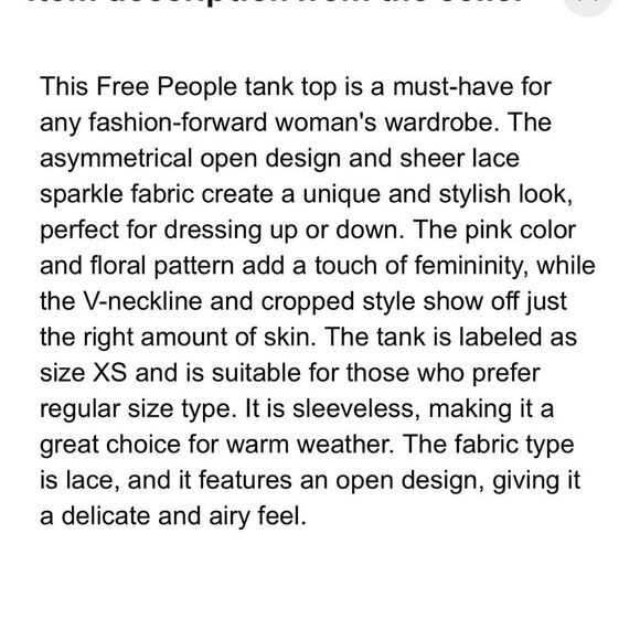 FREE PEOPLE INTIMATELY SEQUIN FLORAL TANK SIZE XS NWOT - Picture 4 of 4